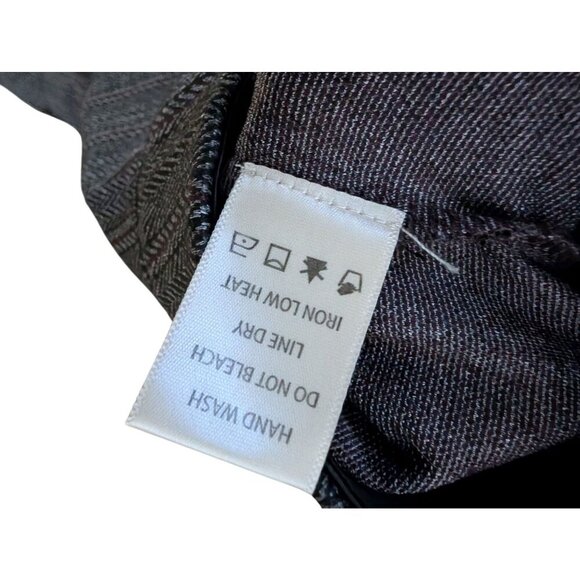 Max Studio Womens Pleated Wide Leg Pants Medium Herringbone Gray Straight Fit - Picture 9 of 9